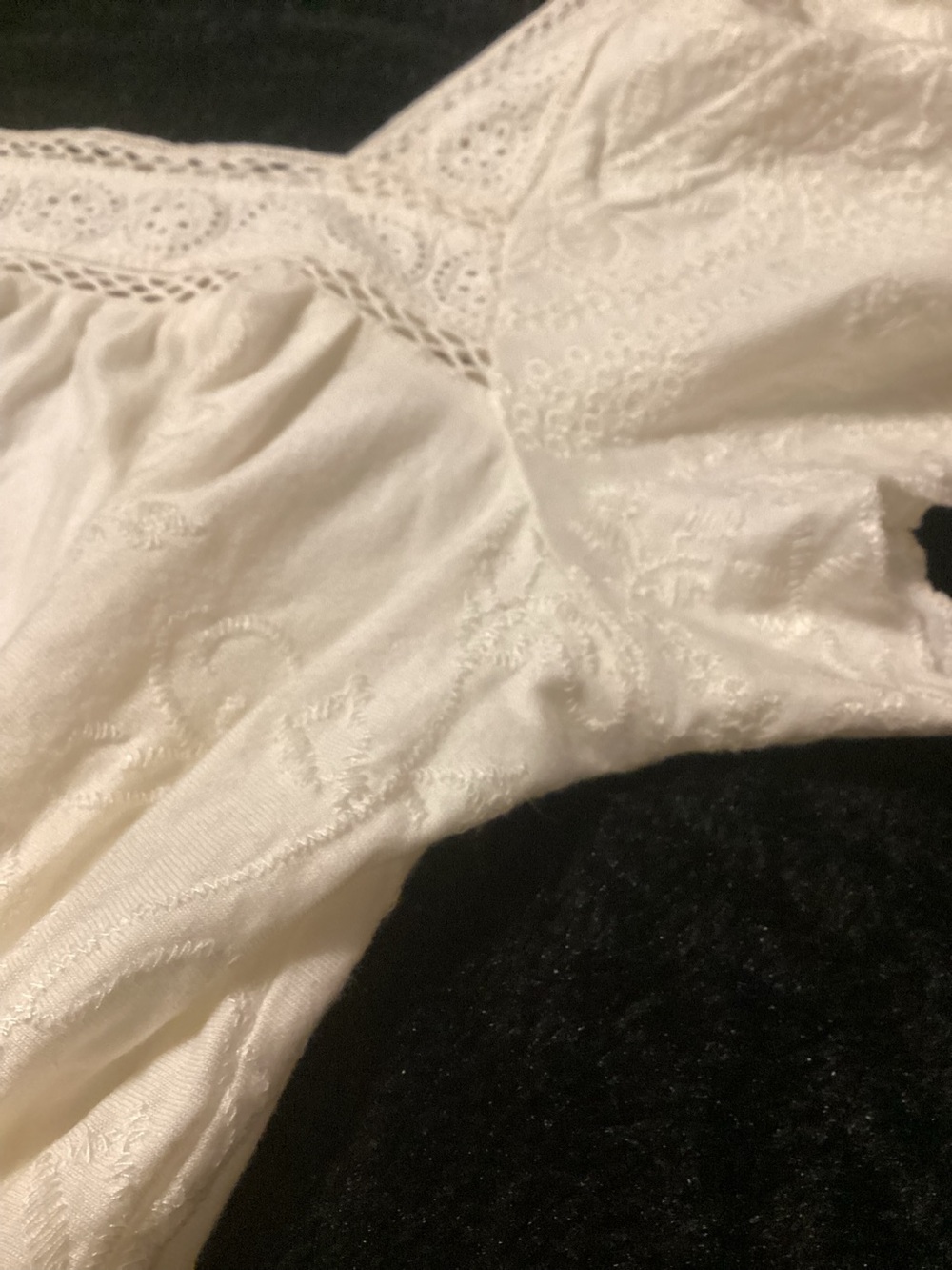 Lucky Brand Off White Embroidered Square-Neck Peasant Top - Picture 4 of 11